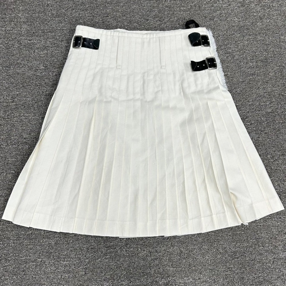 Geoffrey Tailor Kilt mens M White Leather Buckle Pleated Wrap